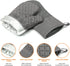 2 Pcs Oven Mitts Heat Resistant for Kitchen, Kitchen Oven Gloves, Long Oven Mitts and Pot holder with Non-Slip Silicone Stripe Soft Cotton Lining,...